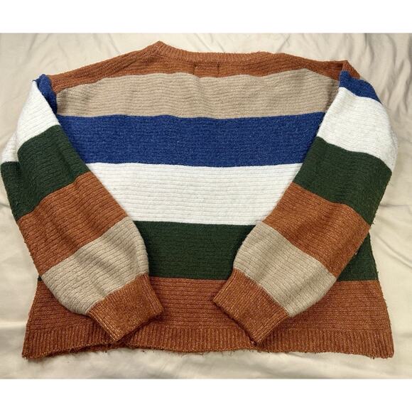 Cozy Cottage Fall Colored Soft Striped Sweater Size Medium Pink Republic - Picture 5 of 5